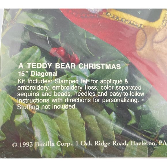 Bucilla Christmas Stocking Kit A Teddy Bear Christmas Kit 33253 Felt Applique - Picture 4 of 6